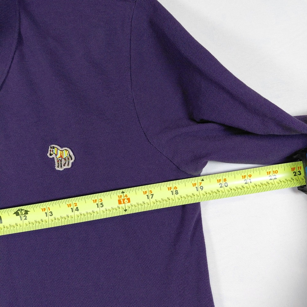PS Paul Smith Mens Long Sleeve Zebra Logo Polo Shirt Purple Size Medium - Picture 10 of 13